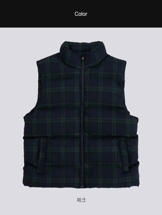 Leon check padded vest