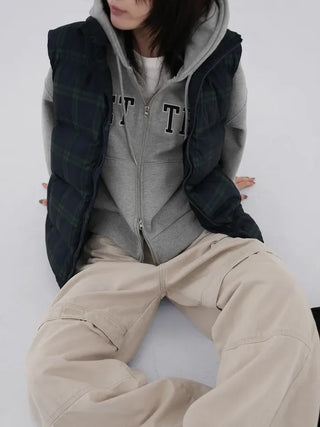 Leon check padded vest