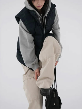 Leon check padded vest
