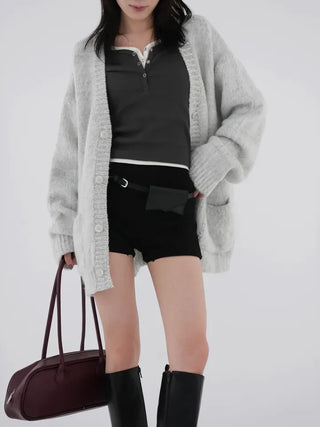 Marron knit shorts