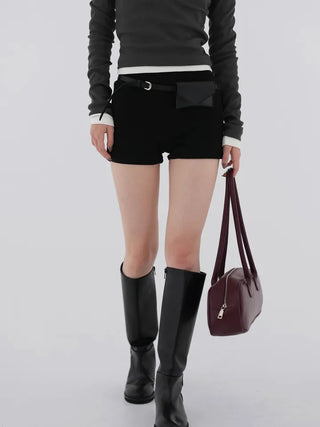 Marron knit shorts