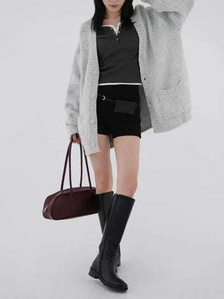 Marron knit shorts