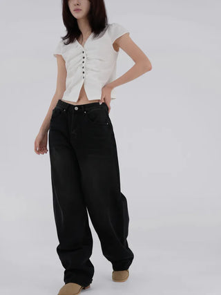 Cheddy Standard Wide Black Denim