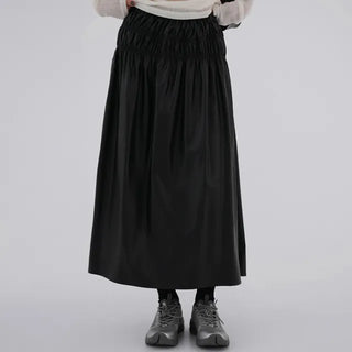 Dao Leather Shirred Long Skirt