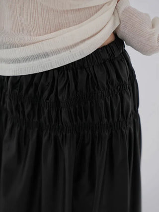 Dao Leather Shirred Long Skirt