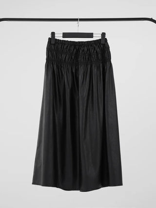 Dao Leather Shirred Long Skirt