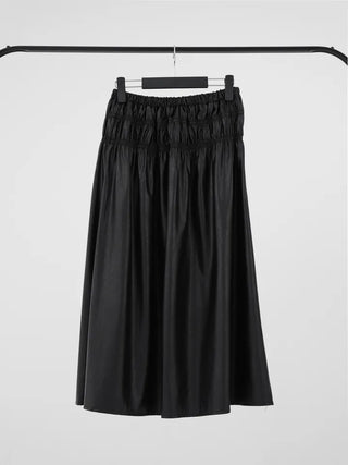 Dao Leather Shirred Long Skirt