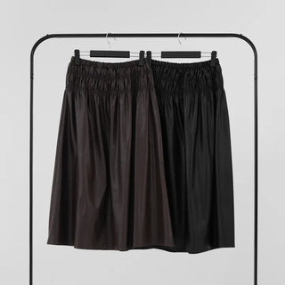 Dao Leather Shirred Long Skirt