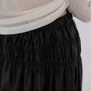 Dao Leather Shirred Long Skirt