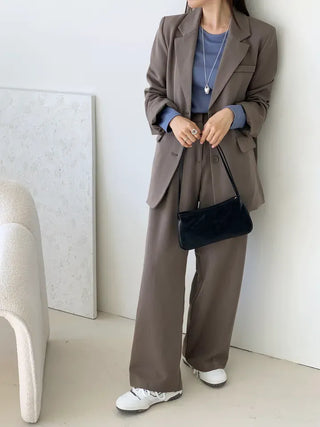Ruffin Oversized Jacket + Wide Pintuck Slacks Set