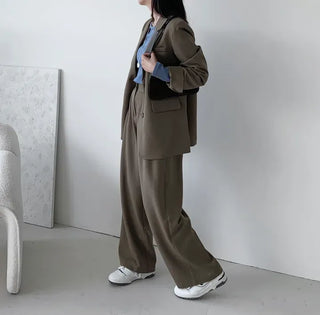 Ruffin Oversized Jacket + Wide Pintuck Slacks Set