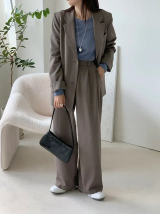 Ruffin Oversized Jacket + Wide Pintuck Slacks Set