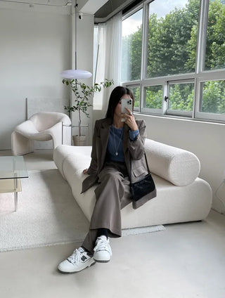 Ruffin Oversized Jacket + Wide Pintuck Slacks Set