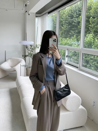 Ruffin Oversized Jacket + Wide Pintuck Slacks Set