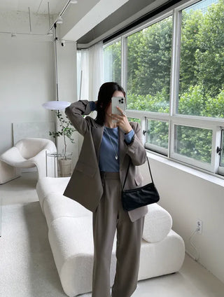 Ruffin Oversized Jacket + Wide Pintuck Slacks Set
