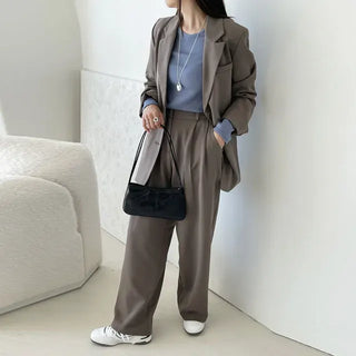 Ruffin Oversized Jacket + Wide Pintuck Slacks Set