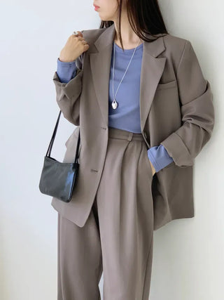 Ruffin Oversized Jacket + Wide Pintuck Slacks Set