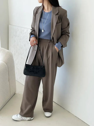 Ruffin Oversized Jacket + Wide Pintuck Slacks Set