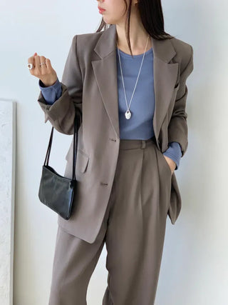 Ruffin Oversized Jacket + Wide Pintuck Slacks Set