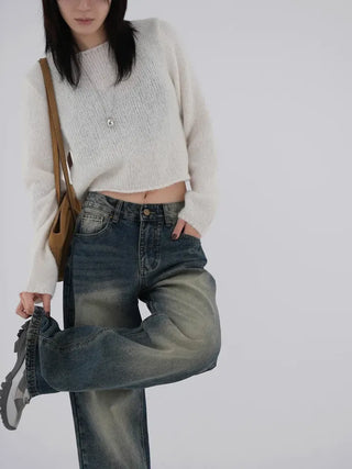 Zelin Vintage Washed Wide Denim Pants