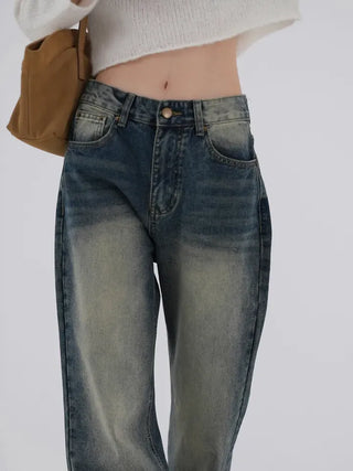 Zelin Vintage Washed Wide Denim Pants
