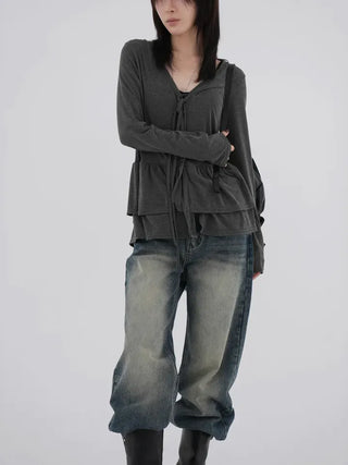 Zelin Vintage Washed Wide Denim Pants
