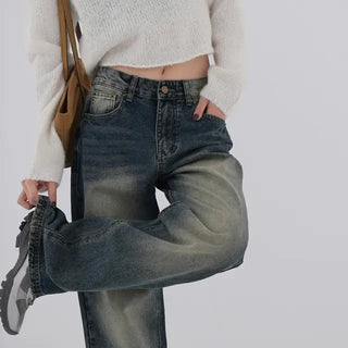 Zelin Vintage Washed Wide Denim Pants