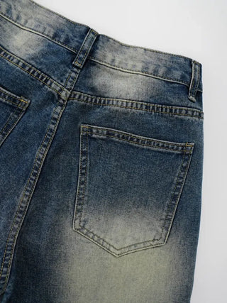 Zelin Vintage Washed Wide Denim Pants