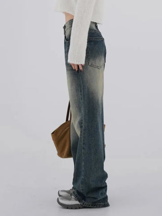 Zelin Vintage Washed Wide Denim Pants