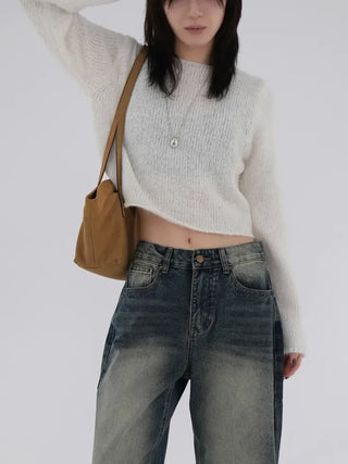 Zelin Vintage Washed Wide Denim Pants