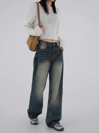Zelin Vintage Washed Wide Denim Pants