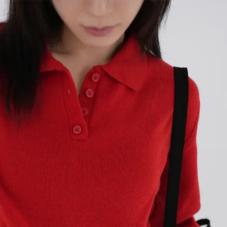 Miyu Basic Collar Button Knit