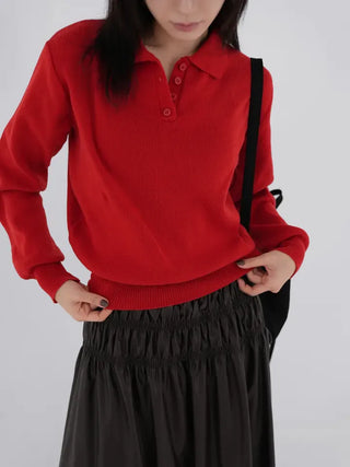 Miyu Basic Collar Button Knit