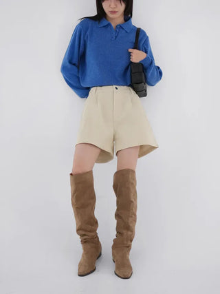 Miyu Basic Collar Button Knit