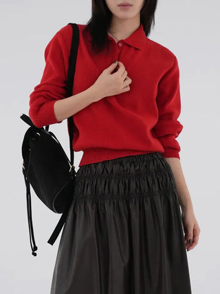 Miyu Basic Collar Button Knit
