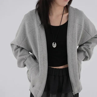 Junie V-neck Fleece-lined Zip-up