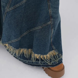 EN Denim Maxi A-line Skirt