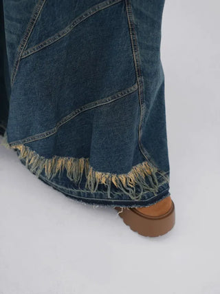 EN Denim Maxi A-line Skirt