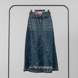 EN Denim Maxi A-line Skirt