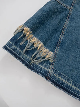 EN Denim Maxi A-line Skirt