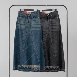 EN Denim Maxi A-line Skirt