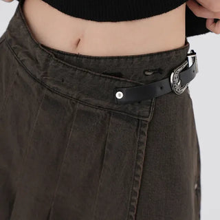 Kent Denim Midi Pleated Skirt