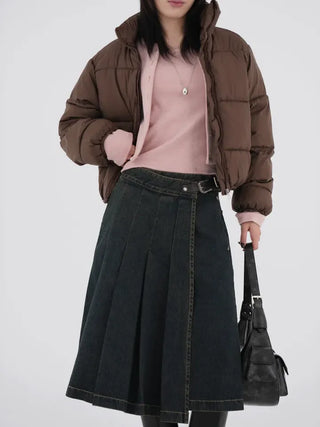 Kent Denim Midi Pleated Skirt