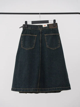 Kent Denim Midi Pleated Skirt