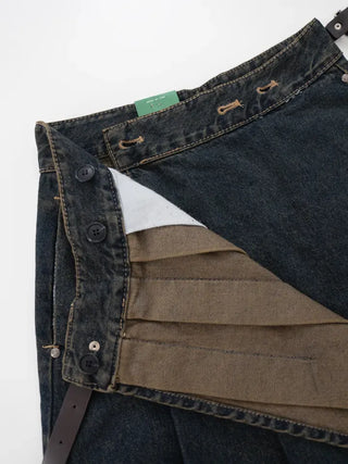 Kent Denim Midi Pleated Skirt