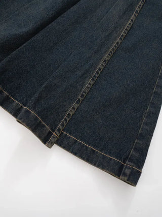Kent Denim Midi Pleated Skirt
