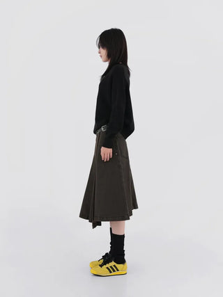 Kent Denim Midi Pleated Skirt