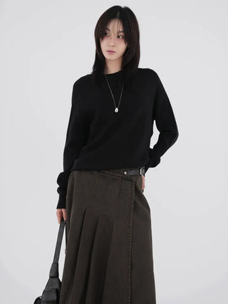 Kent Denim Midi Pleated Skirt