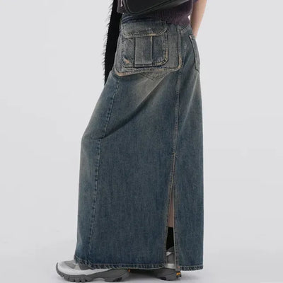 Rico Unique Hip Bag Denim Long Skirt