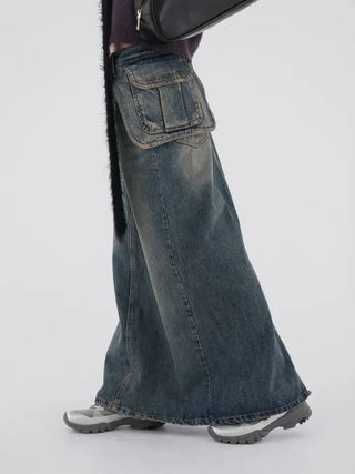 Rico Unique Hip Bag Denim Long Skirt
